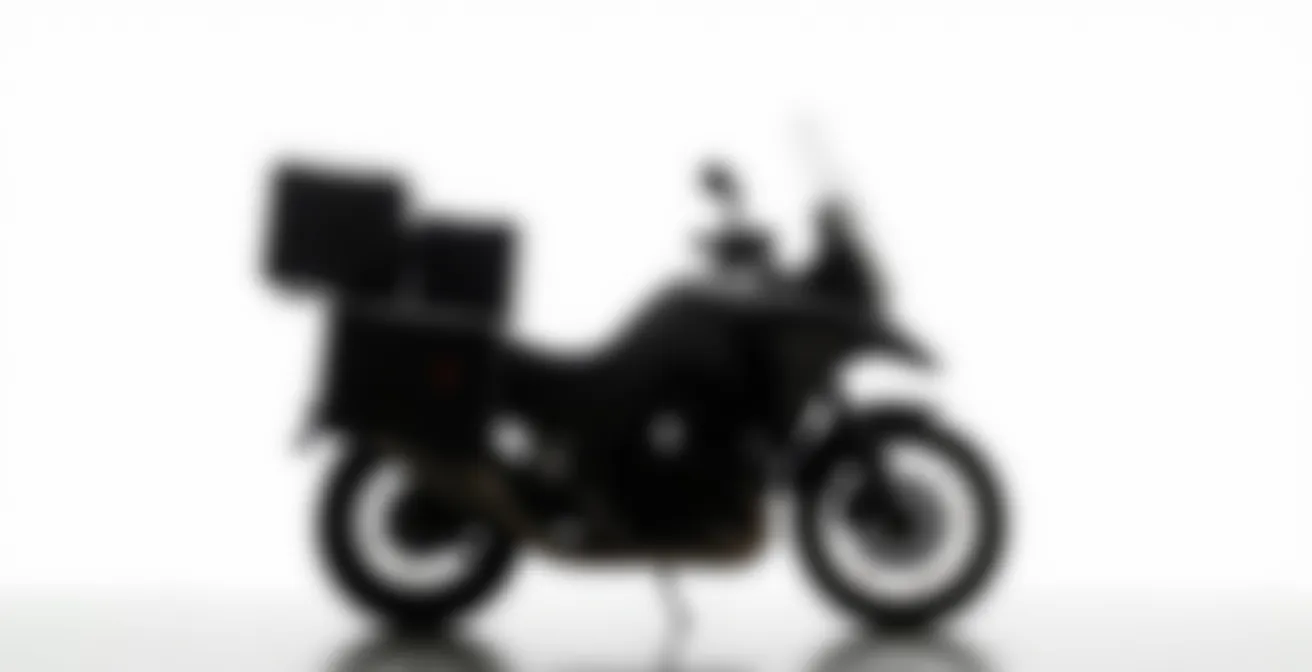 Vista lateral de motocicleta mostrando distribución de peso con maletas