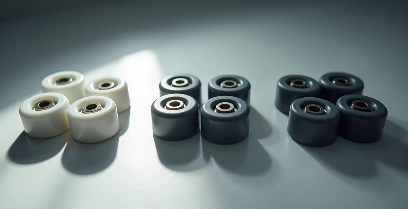 Composición simétrica de rodillos de variador de diferentes pesos sobre superficie neutra