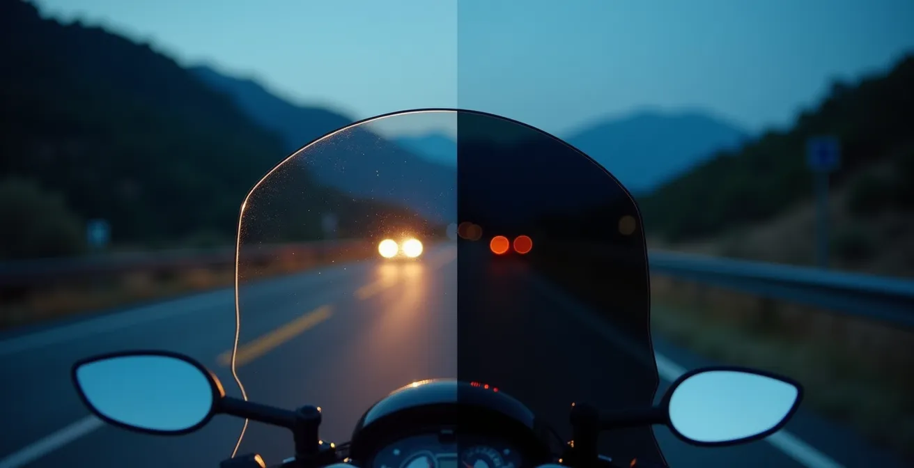 Comparación visual entre cúpula transparente y ahumada en condiciones nocturnas