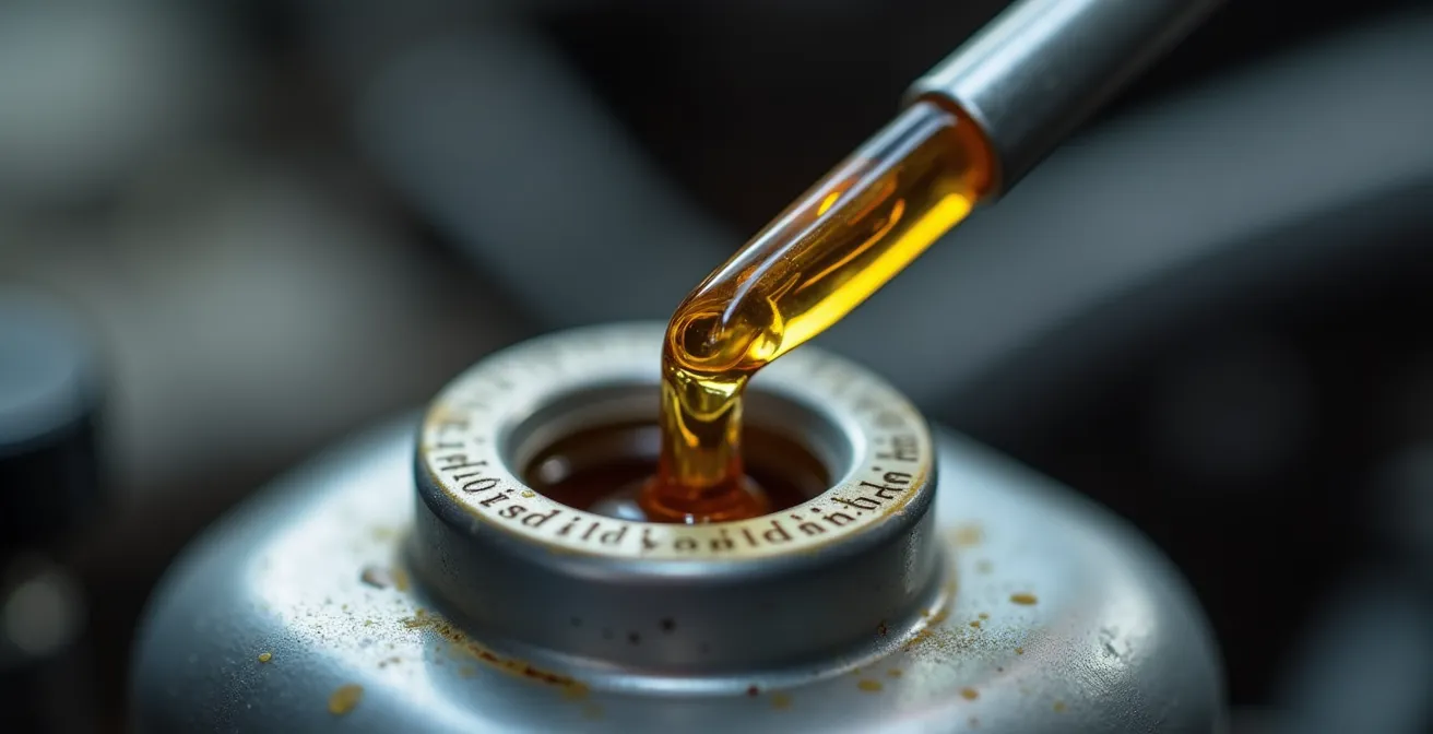 Detalle de varilla medidora de aceite mostrando nivel correcto entre mínimo y máximo