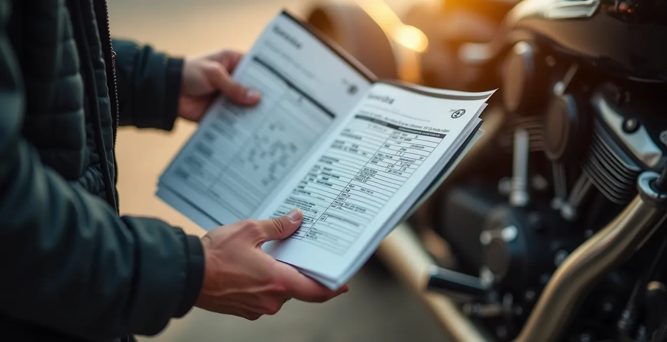 Infografía visual del proceso de verificación de etiqueta ambiental para motocicletas